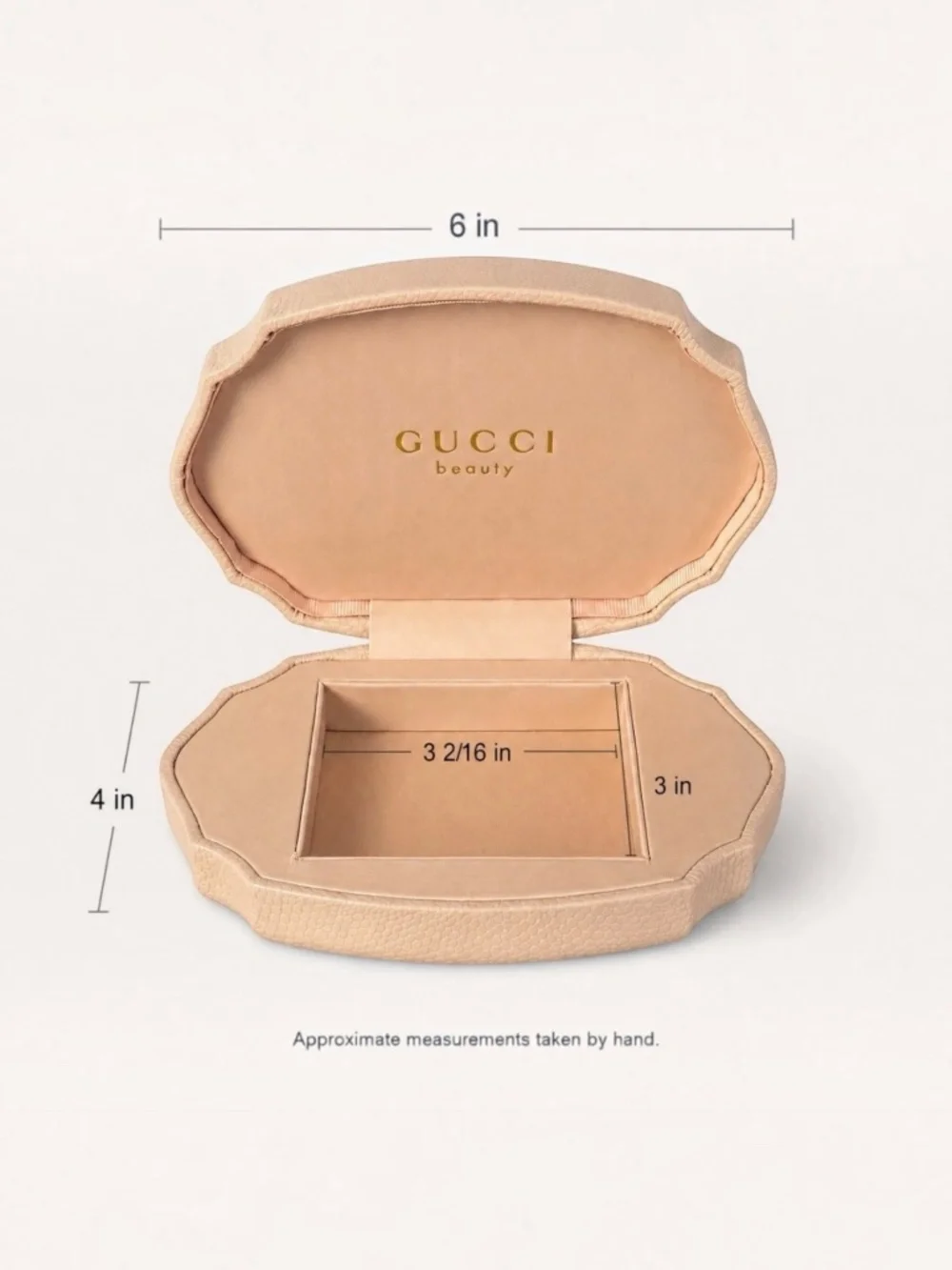 Gucci Beauty Blush Beige Scalloped Vanity Case Jewelry Keepsake Presentation Box